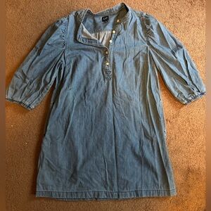 GAP Blue Pleated Puff Sleeve Dress​​